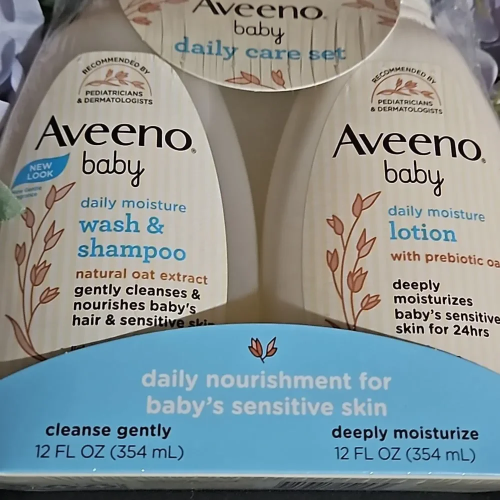 Aveeno 🦊 Baby Daily Care Set Daily Moisture Wash, Shampoo & Lotion NWT 12 oz